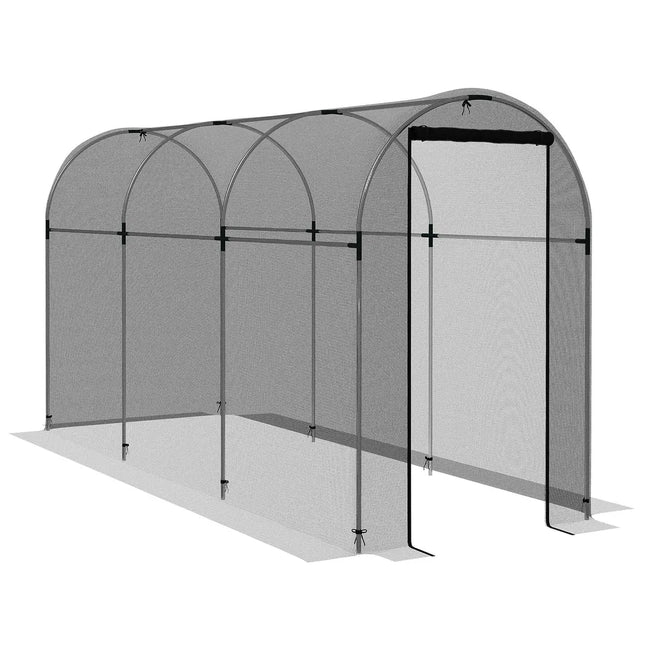 Plant Protection Crop Cage 4x12 ft with Netting Cover, Zippered Door and Steel Frame