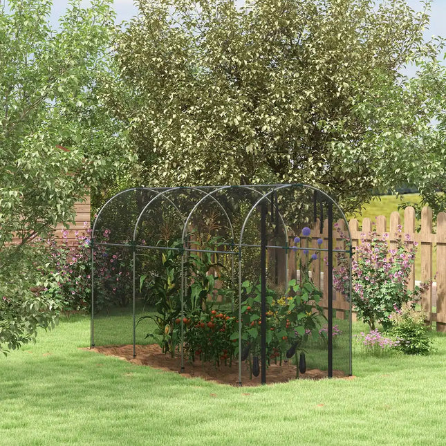 Plant Protection Crop Cage 4x12 ft with Netting Cover, Zippered Door and Steel Frame