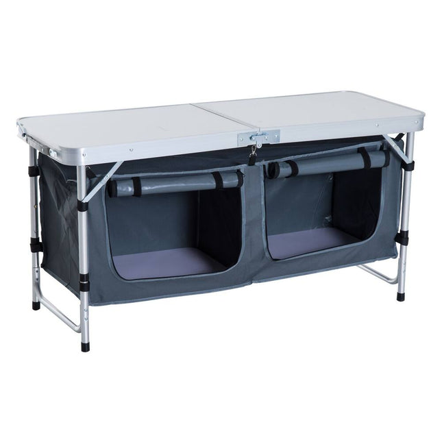 Aluminum Camping Folding Camp Table with Carry Handle and Storage Organizer Portable