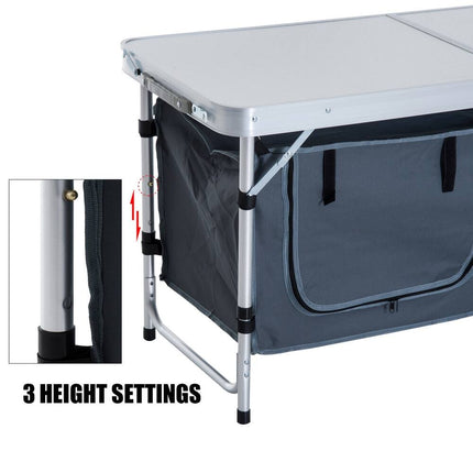 Aluminum Camping Folding Camp Table with Carry Handle and Storage Organizer Portable