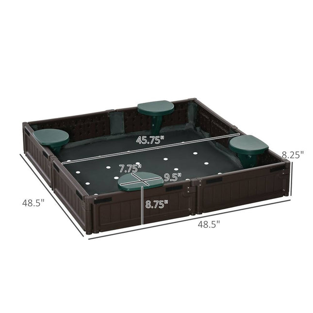 Shape-Shifting Reconfigurable Kids Sandbox with Cover Outdoor Plastic Brown