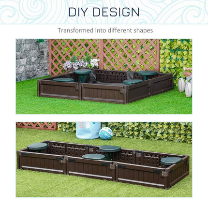 Shape-Shifting Reconfigurable Kids Sandbox with Cover Outdoor Plastic Brown