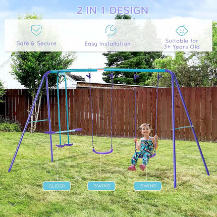 Outdoor Swing Set for Backyard – 2-Person & 2 Single Swings Playset