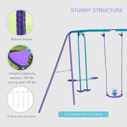 Outdoor Swing Set for Backyard – 2-Person & 2 Single Swings Playset