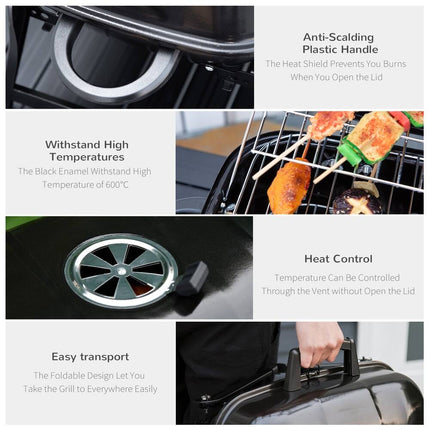 Portable Outdoor Tabletop Charcoal Grill BBQ Compact Camping Cooking