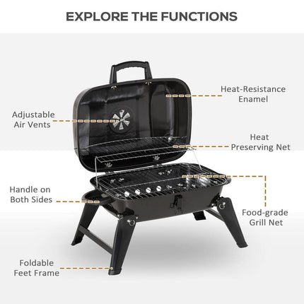 Portable Outdoor Tabletop Charcoal Grill BBQ Compact Camping Cooking