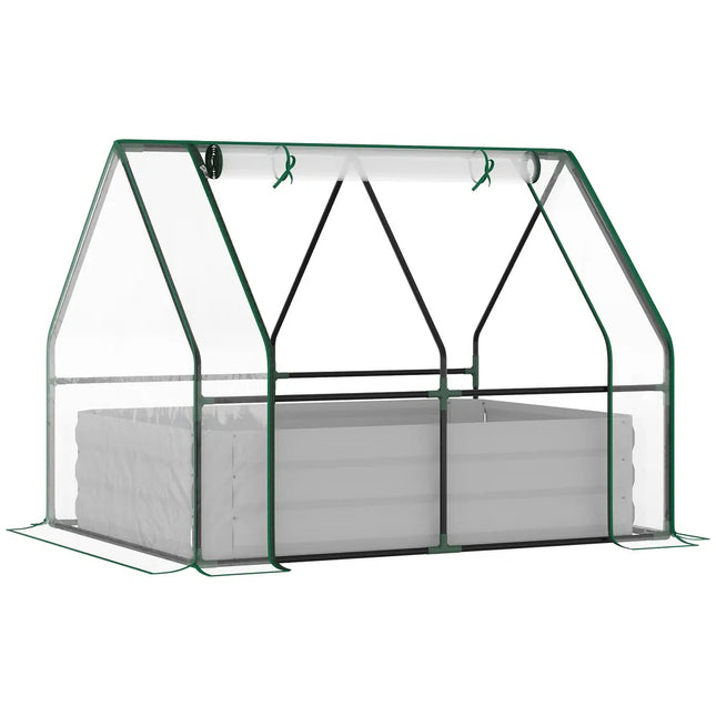 Raised Steel Garden Bed with Greenhouse Cover – 50"x37.5"x36.25"