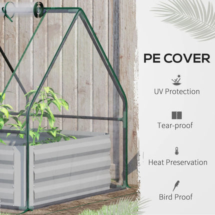 Raised Steel Garden Bed with Greenhouse Cover – 50"x37.5"x36.25"