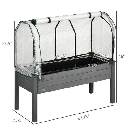 Raised Garden Bed PE Greenhouse Cover Elevated Planter Box for Herbs Vegetables Grey