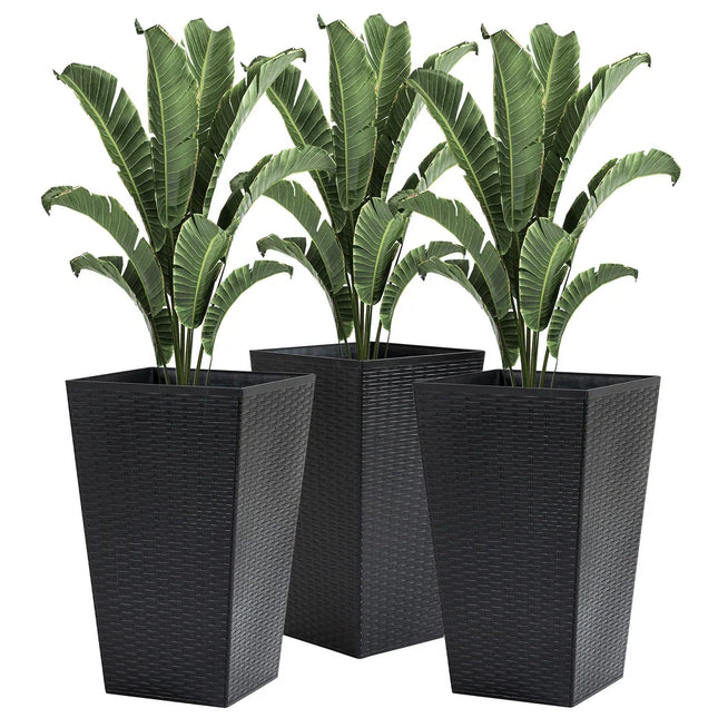 3-Piece Tall Planter Set – Flower Pots for Patio, Entryway & Indoor Use