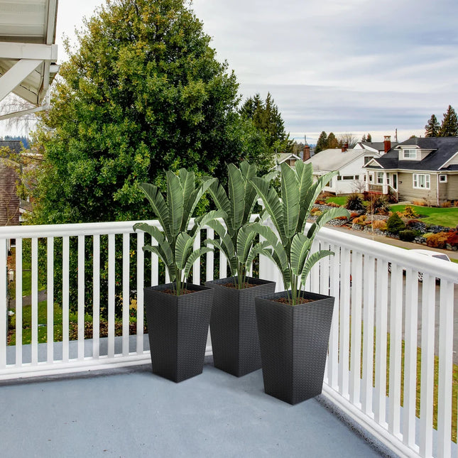 3-Piece Tall Planter Set – Flower Pots for Patio, Entryway & Indoor Use