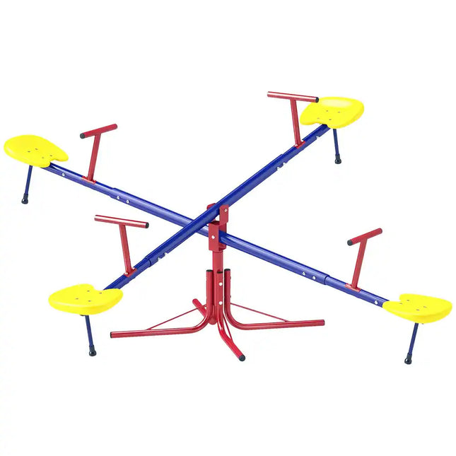 Teeter Totter Outdoor Seesaw 4 Seat Playground Toy for Kids Ages 3-8