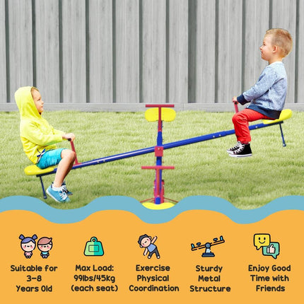 Teeter Totter Outdoor Seesaw – 4 Seats, Backyard Playground Toy for Ages 3-8