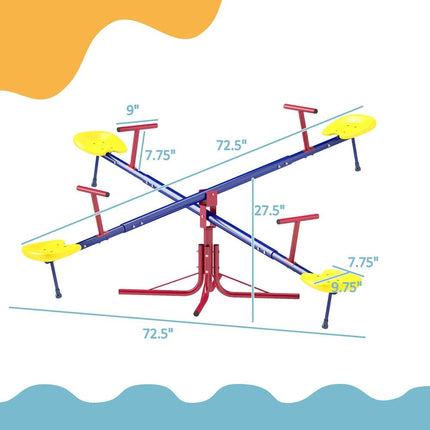 Teeter Totter Outdoor Seesaw 4 Seat Playground Toy for Kids Ages 3-8