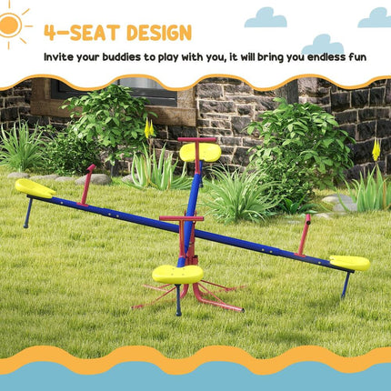 Teeter Totter Outdoor Seesaw – 4 Seats, Backyard Playground Toy for Ages 3-8