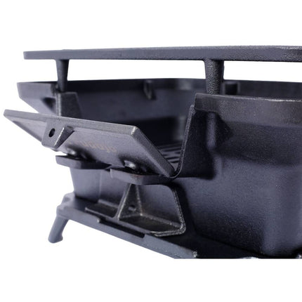 Portable Oval Cast Iron Charcoal Grill Tabletop Hibachi Camping Stove 19.6"