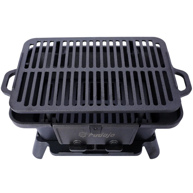 Portable Oval Cast Iron Charcoal Grill Tabletop Hibachi Camping Stove 19.6"