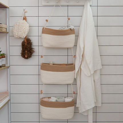 Over the Door 3 Tier Hanging Basket Storage Organizer for Home Use