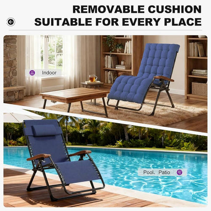 Extra Wide Zero Gravity Reclining Chaise Lounge Folding Patio Chair for Outdoor Use