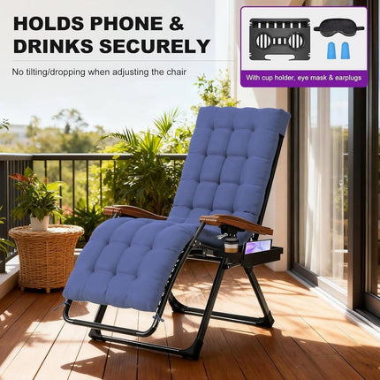 Extra Wide Zero Gravity Reclining Chaise Lounge Folding Patio Chair for Outdoor Use