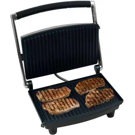 Chef Buddy Panini Press – Gourmet Grilled Cheese & Sandwich Maker, Silver