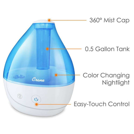 Personal Ultrasonic Cool Mist Humidifier for Bedroom, Office & Travel