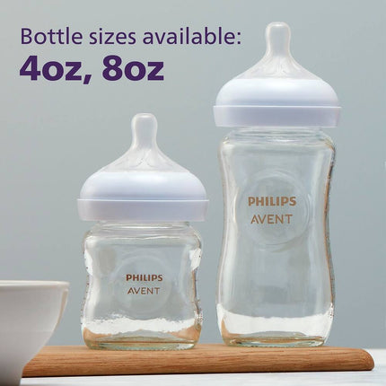 3 Pack 8oz Glass Baby Bottles Natural Response Nipple Clear Feeding Set