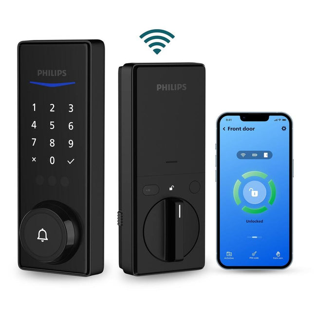 Smart Biometric Deadbolt Lock with Palm Scan, Matte Black