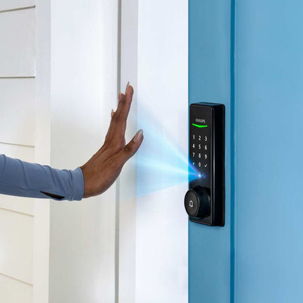 Smart Biometric Deadbolt Lock with Palm Scan, Matte Black