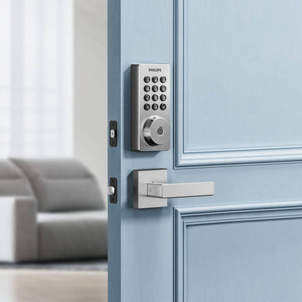 Smart Wi-Fi Keypad Door Lock & Lever Set, Satin Nickel Finish