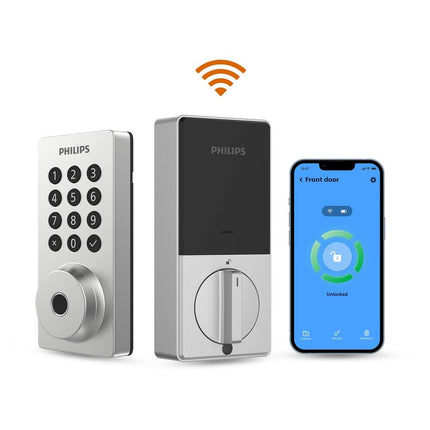 Smart Wi-Fi Keypad Door Lock & Lever Set, Satin Nickel Finish