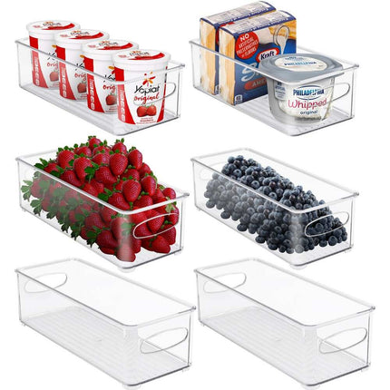Clear Plastic Storage Bins with Lids, Stackable Pantry Organizer Boxes