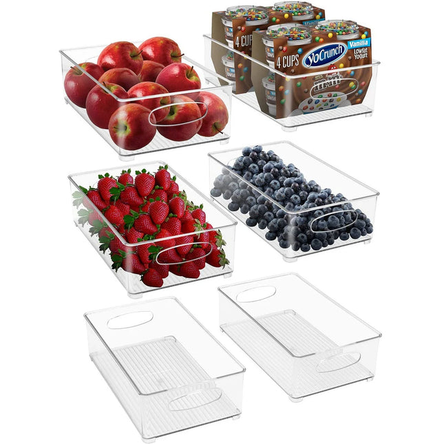 Plastic Storage Bins – Stackable Clear Pantry Organizer Containers
