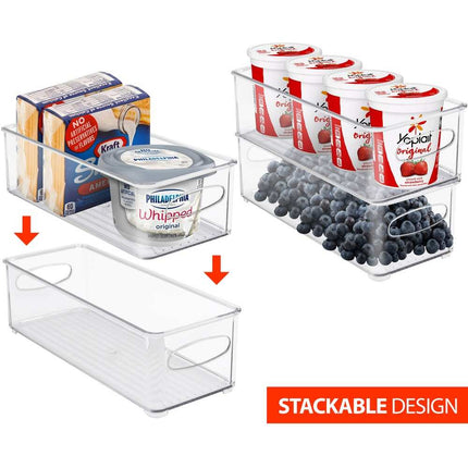 Clear Plastic Storage Bins with Lids, Stackable Pantry Organizer Boxes