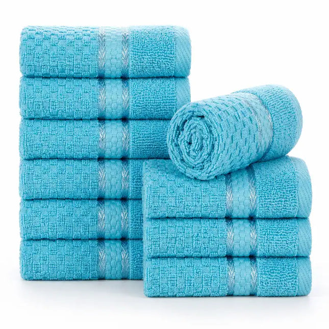 Popcorn Textured Cotton Washcloths 12x12 Inch Set of 10 Soft Absorbent Towels