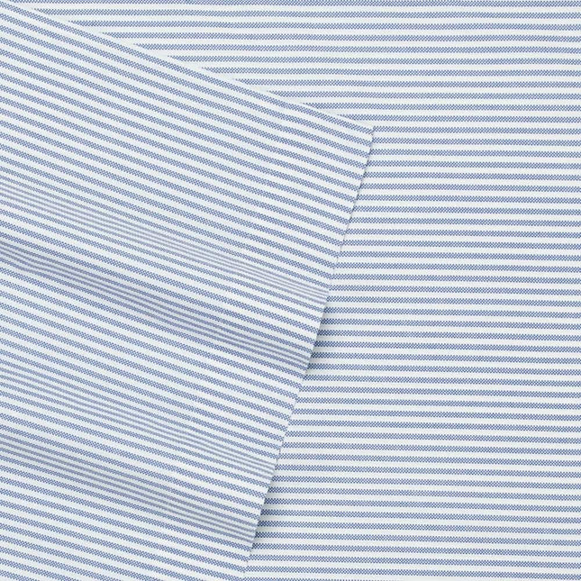 Twin Cotton Percale Bed Sheet Set Blue Stripe Printed Soft Breathable Bedding