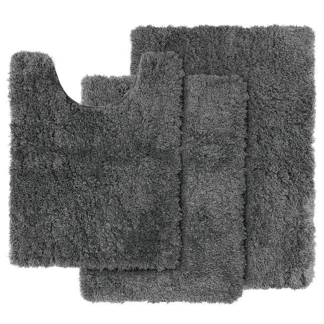 Lorena Shaggy Bath Rug Set – Non-Slip Rubber Backed Mats