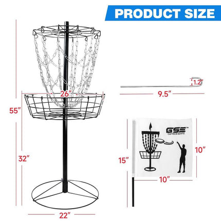 Portable Disc Golf Target Basket 12 Chains Practice Goal Outdoor Training