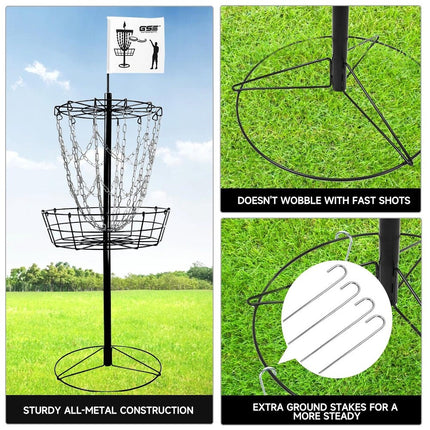 Portable Disc Golf Target Basket 12 Chains Practice Goal Outdoor Training