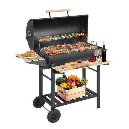 Portable Charcoal BBQ Grill with Storage & Warming Rack Easy Clean Design