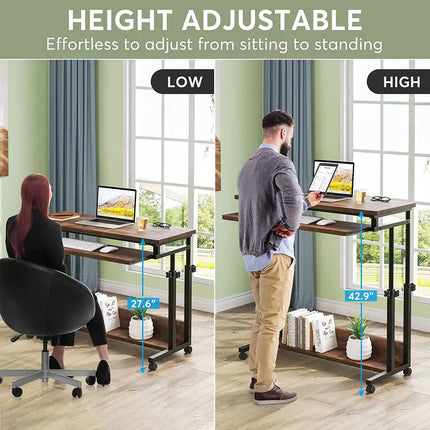 Portable Laptop Desk for Sofa and Bed, Height Adjustable Small Standing Table Brown