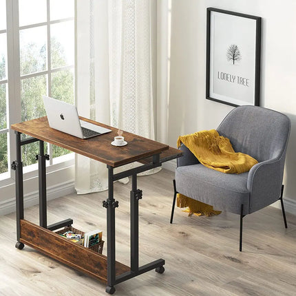 Portable Laptop Desk for Sofa and Bed, Height Adjustable Small Standing Table Brown