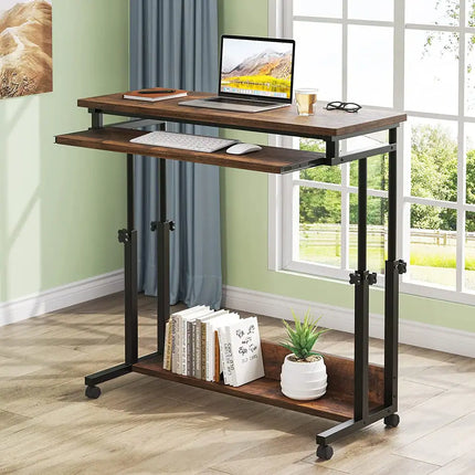 Portable Laptop Desk for Sofa and Bed, Height Adjustable Small Standing Table Brown