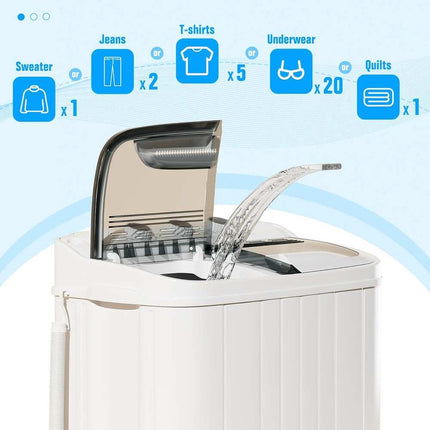 Portable Mini Twin Tub Washing Machine, 16LBS Compact Washer with Drain Pump