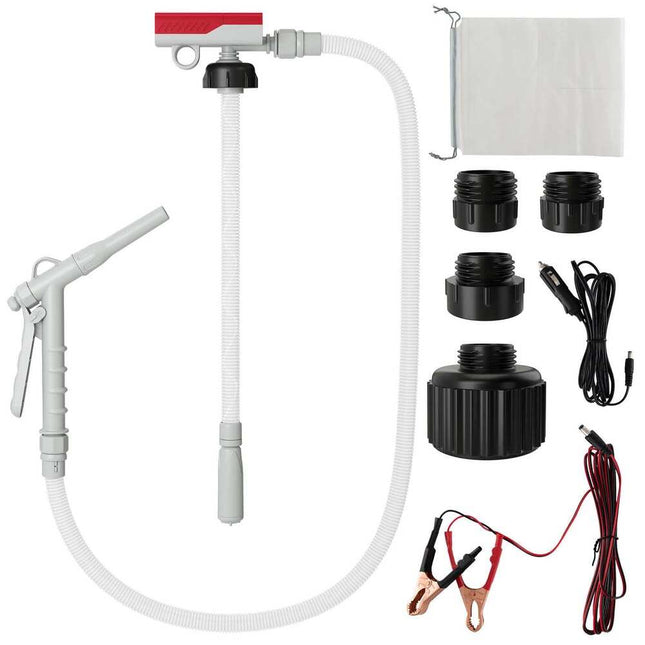 Power Battery Fuel Pump, Adjustable Flow Nozzle with 51" Long Hose, Portable