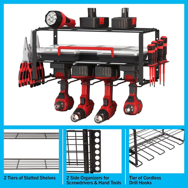 3-Tier Power Tool Organizer – Wall Mount Garage Storage, 110lb Capacity