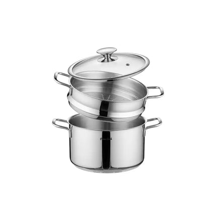 Prime Cook 6.4 Qt Stainless Steel Steamer Pot with Lid Multi-Purpose Cookware