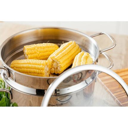 Prime Cook 6.4 Qt Stainless Steel Steamer Pot with Lid Multi-Purpose Cookware