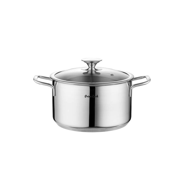 Prime Cook Stainless Steel 4.8 QT Soup Pot with Glass Lid – 22cm Cookware