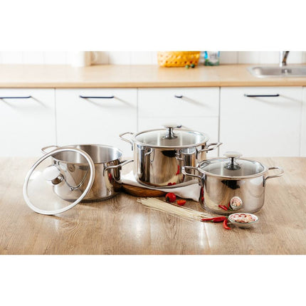 Prime Cook Stainless Steel 4.8 QT Soup Pot with Glass Lid – 22cm Cookware